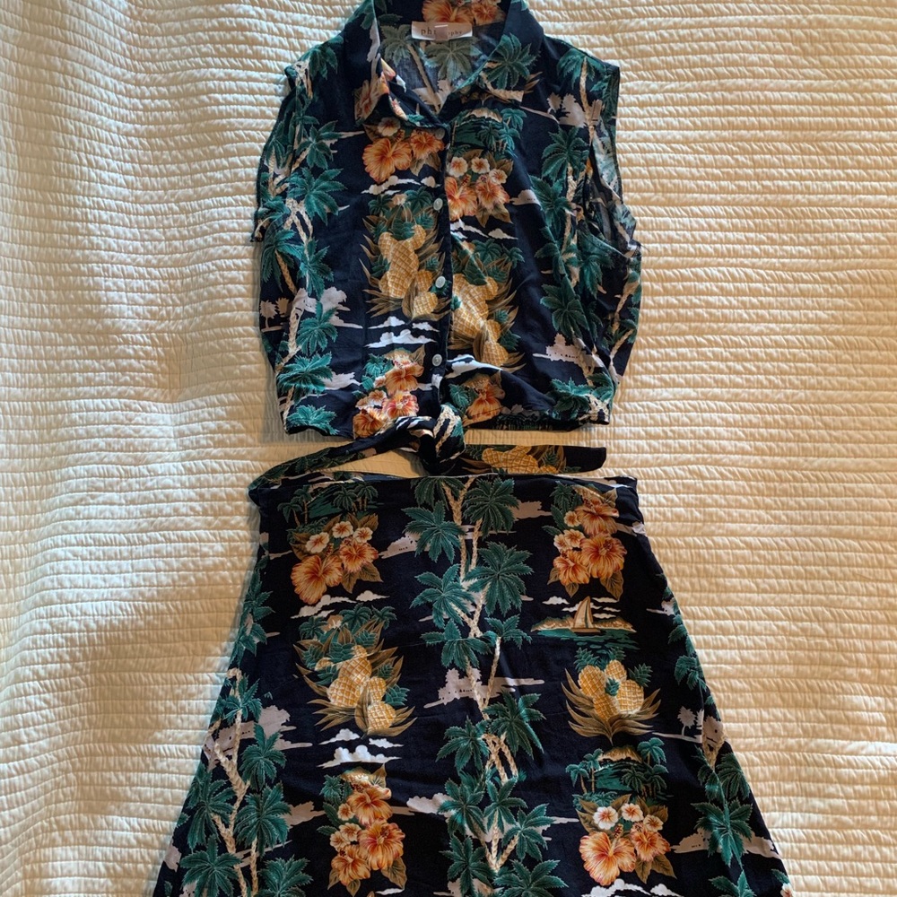 Philosophy shirt + skirt set, top is M, skirt is S